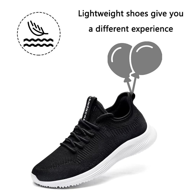 Lamincoa Womens Slip On Walking Shoes Non Slip Casual Road Running Lightweight Mesh Fashion Sneakers for Gym Travel Workout Black White - Image 2